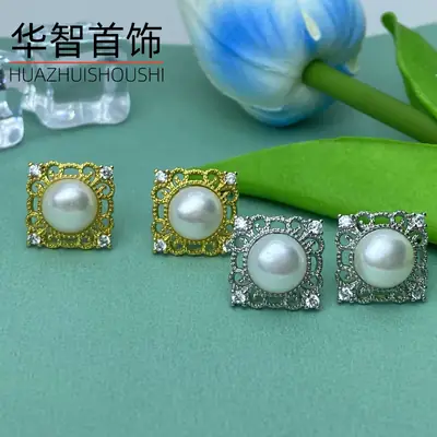 New Pearl Square Earrings for Women Gold Plated