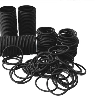 Black Crossed Hair Rope Band 2-6mm Thick Rubber