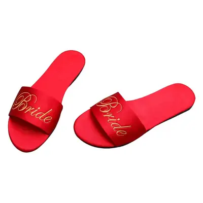 Red Embroidered Bridal Slippers for Women