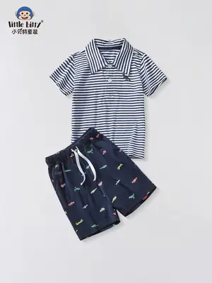 2025 Summer Boys Striped T-Shirt Shorts Set