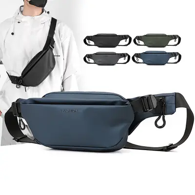 Men's Black Nylon Crossbody Bag with 4 Eyelets