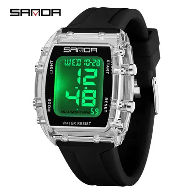 Sanda Black Digital Electronic Watch for Men Women