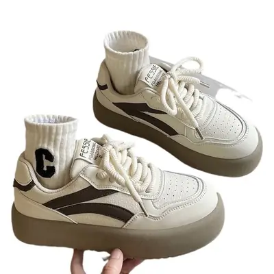 Women's White Thick Sole Casual Training Shoes 2024