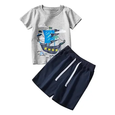 European American Boys T-Shirt Shorts Set 2024 Summer