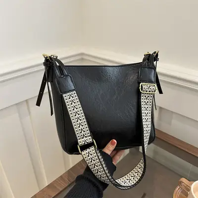 Vintage Korean Style Brown Leather Shoulder Crossbody Bag
