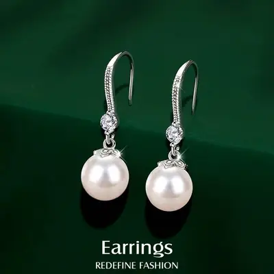 S925 Pearl Earrings for Women 10mm Elegant