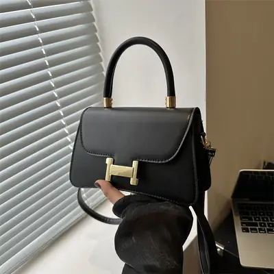 Women's Black H-H Shoulder Bag 2024 Summer
