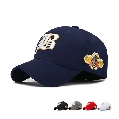 Men Navy Blue Baseball Cap with Embroidered Design