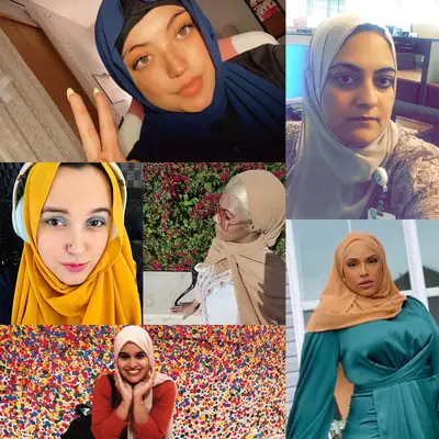Muslim Pearl Chiffon Headscarf Black Solid Color