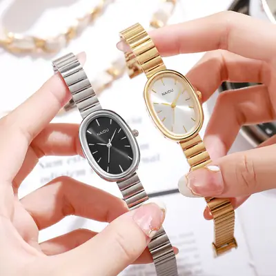 New Fashion Women's Watch Women's Steel Band Ins High-end Sense Oval Steel Band Bracelet All-match Quartz Watch