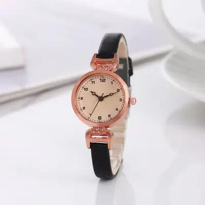 Women's Pink Rose Gold Watch with Leather Band