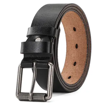 Men's Antique Leather Buckle Belt with Metal Clasp
