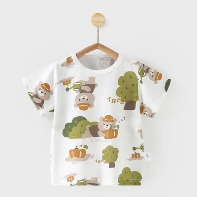 Baby Cotton T-Shirt with Forest Print for Girls Boys 0-3Y