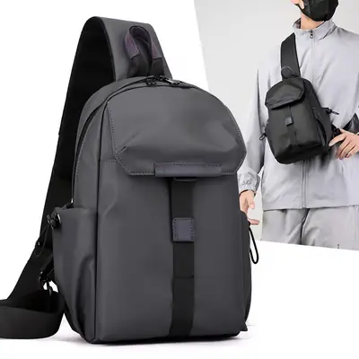 Men's Black Nylon Shoulder Bag Large Capacity Lightweight Business Commute