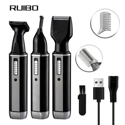 Rechargeable Men's Nose Hair Trimmer with 4 Blades
