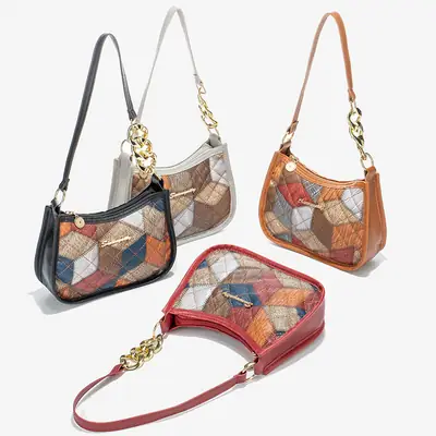 Colorful Diamond Print Shoulder Bag for Women