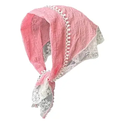 Women's White Lace Turban with Ties