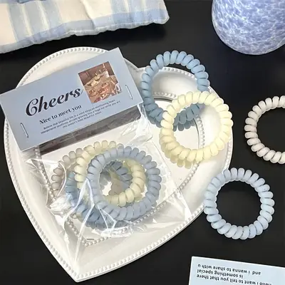 Simple Frosted Sea Salt Blue Hair Ring for Girls
