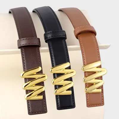 Women Genuine Leather Belt with Skirt Suit Decoration