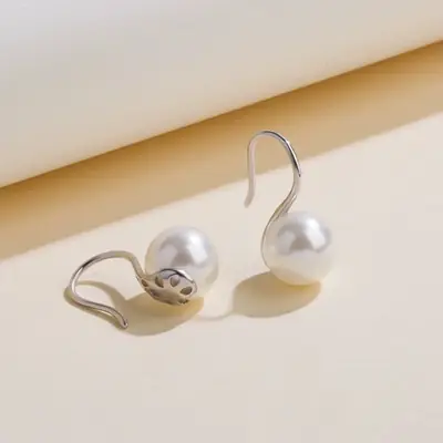 S925 Silver Pearl Ear Hooks for Women