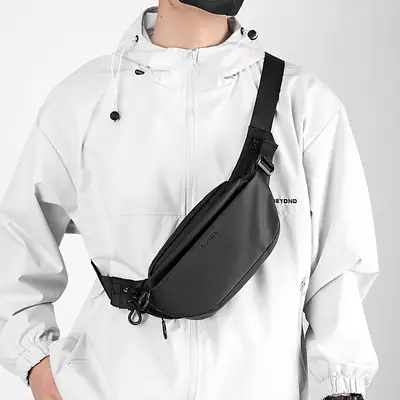 Men's Black Casual Crossbody Bag with Watch & Keys