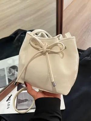 Korean Style White Bucket Bag for Women