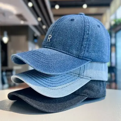 Women's Blue Cotton Cowboy Cap with R Logo