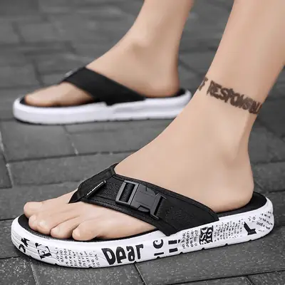 Men's Black Strap Sandals with Anti-Slip Design