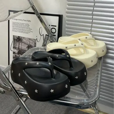 Black Star Starry Star Wedge Sandals 2025