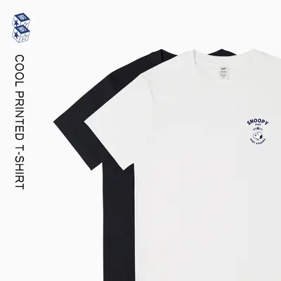 Men Light Blue Snoopy Cotton T-Shirt Loose Fit