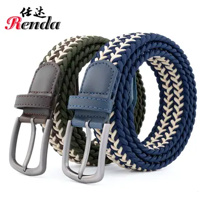 Unisex Elastic Belt with Buckle Blue Blue