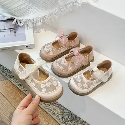 Women's Baby Shoes Spring and Summer Breathable Mesh Shoes Girls' Semi Sandals Children's Princess Shoes Children's Leather Shoes Baby Shoes