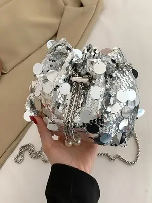 Women's 2024 Sequin Evening Bag with Chain Strap