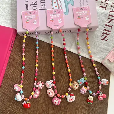 Cute Cartoon Resin Beaded Necklace for Girls All Color