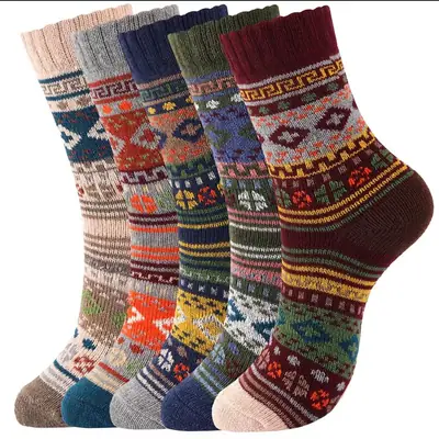 Socks for Men in Winter Fleece-Lined and Thickeneded Warm Terry Socks Ethnic Style Men's Mid-Calf Socks Cotton Socks Casual Wholesale