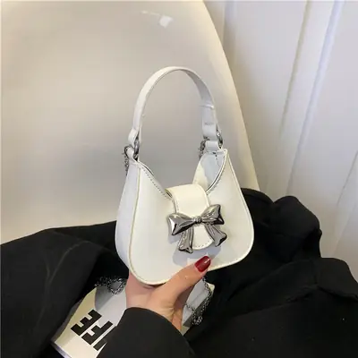 Pink Bow Shoulder Bag for Women 2024 Spring