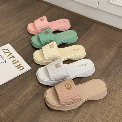 2025 Women's Pink & Green Roman Slippers