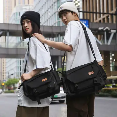 2026 Men's Black Water-Resistant Shoulder Bag