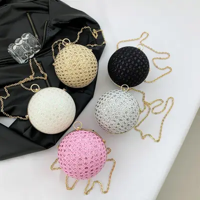 Women Sequin Chain Crossbody Bag Small Elegant Evening Party Bag