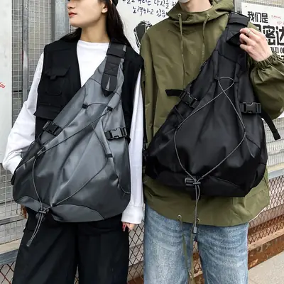 Men's Grey Crossbody Bag 2024 Large Capacity Sports Satchel