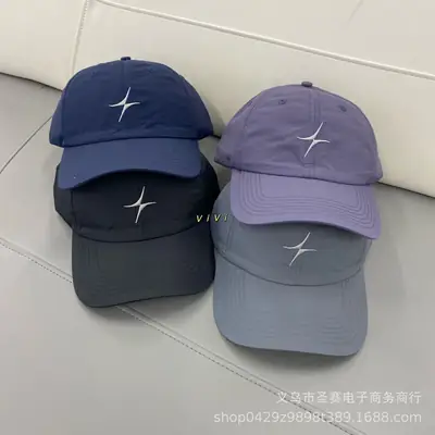 Women Black V-Style Baseball Cap with Star Embroidery