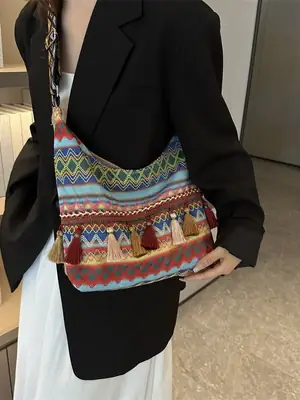 Chinese Style Tassel Handbag Large Casual 2024 Spring