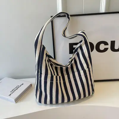 Striped Casual Shoulder Bag 2024 Spring New