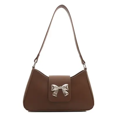 Women's Korean Style Bow Shoulder Bag Brown 2024