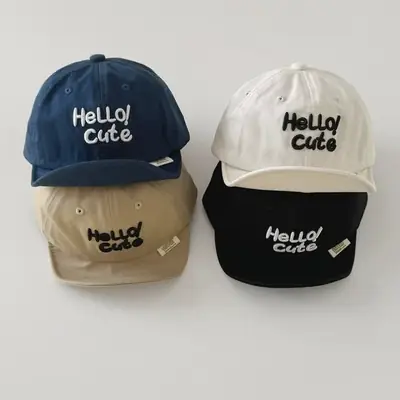 Brown Hello Cat Printed Baby Cap Spring Summer 2024