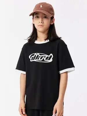Black DK Kids Shorts with Graphic Print