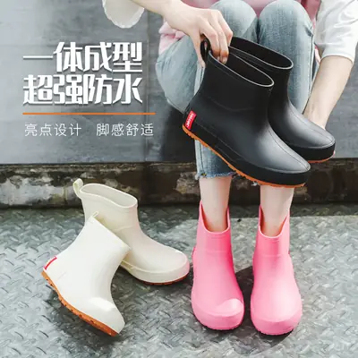 Japanese Style Rain Shoes Women's Fashionable Outer Wear overshoes Lightweight Waterproof Rubber Shoes New Work Non-Slip Adult Short Rain Boots