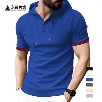 Men's White Short Sleeve Hooded T-Shirt Large
