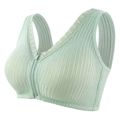 New Soft Cotton Cup Middle-aged and Elderly Underwear Women's Front Zipper Fixed Cup No Steel Ring Vest plus size Bra