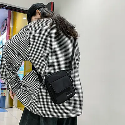 Men's Lightweight Crossbody Bag Black Transparent